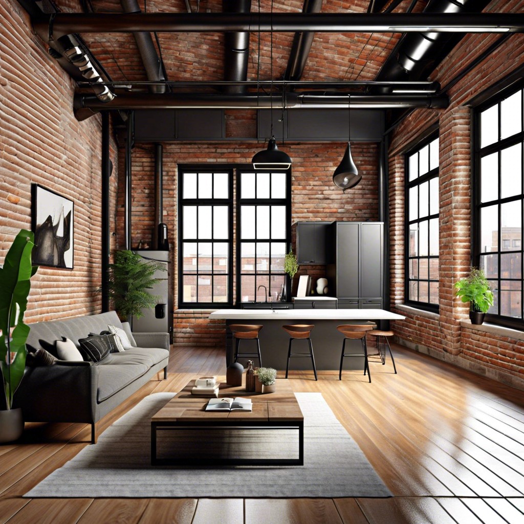 industrial loft with exposed brick