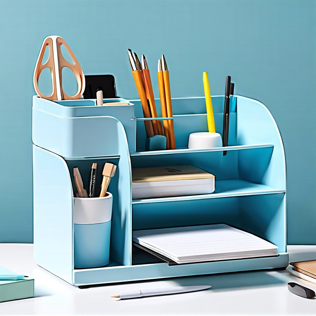 light blue desk organizer