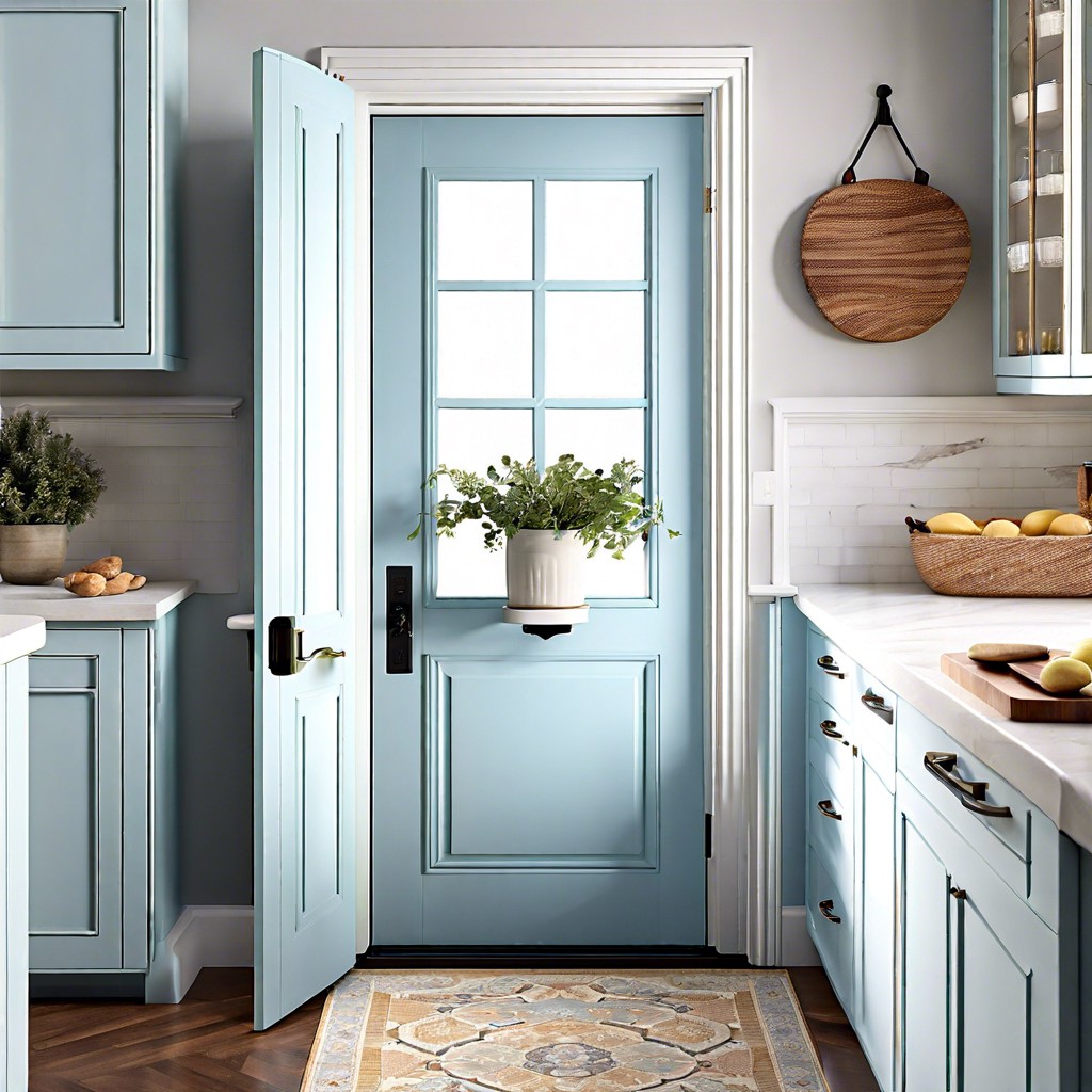 light blue pantry door