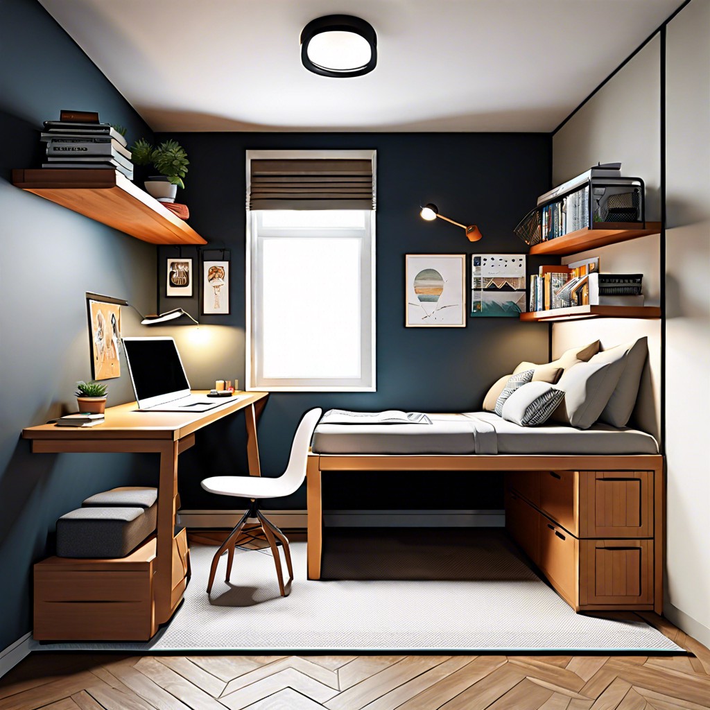 lofted bed with study nook
