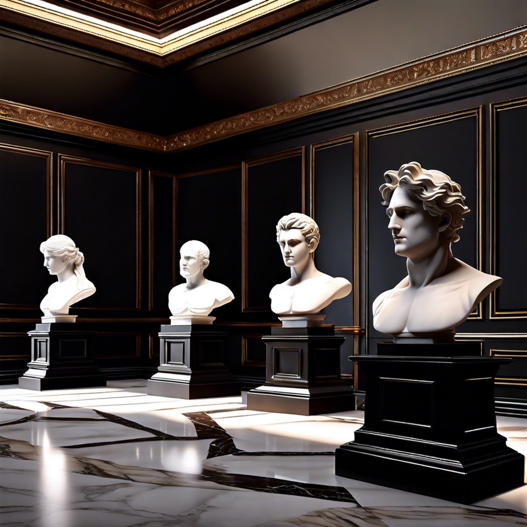 marble busts and statues