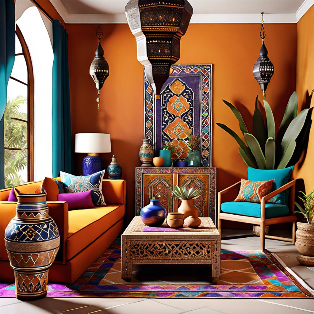 moroccan with vibrant textiles