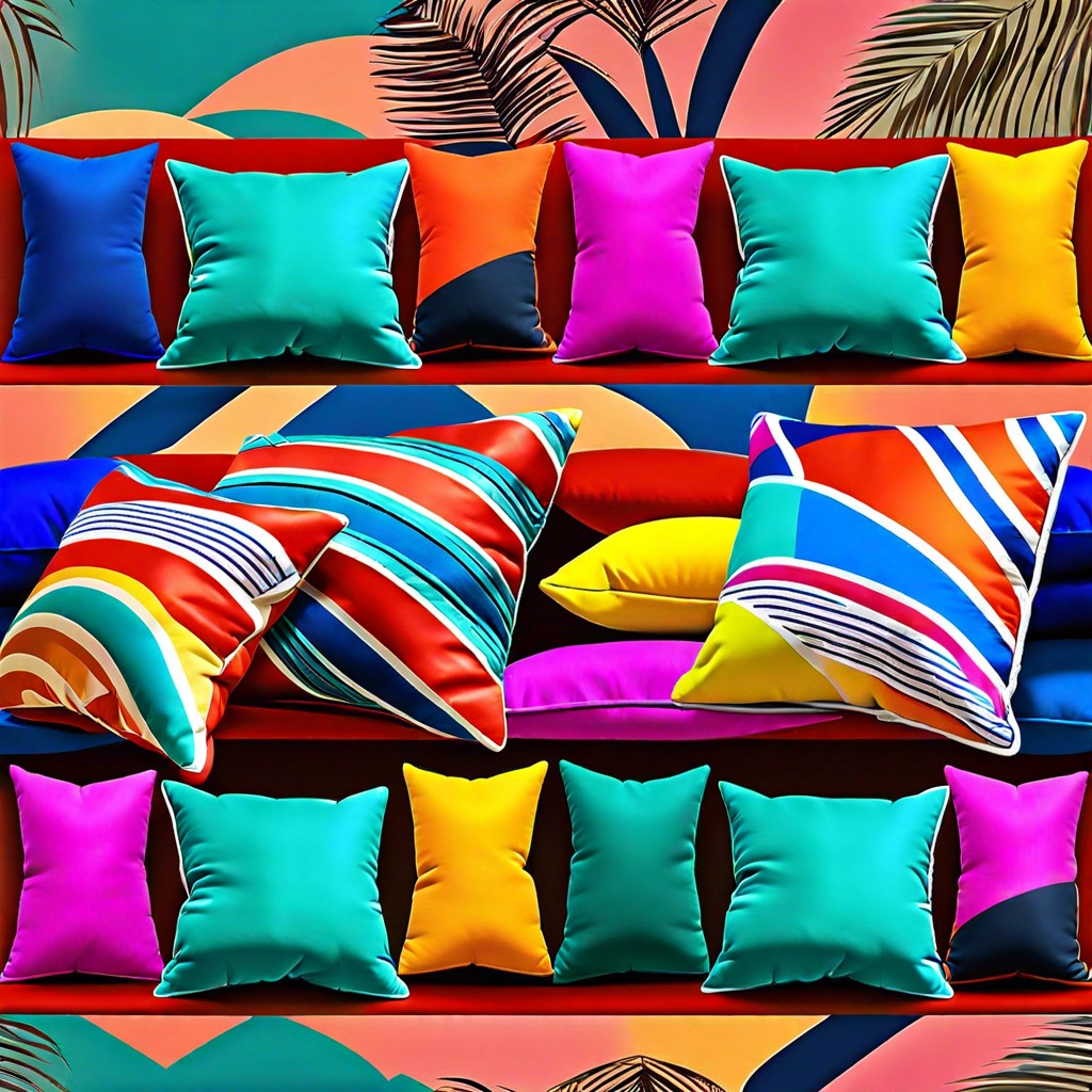 multicolored throw pillows