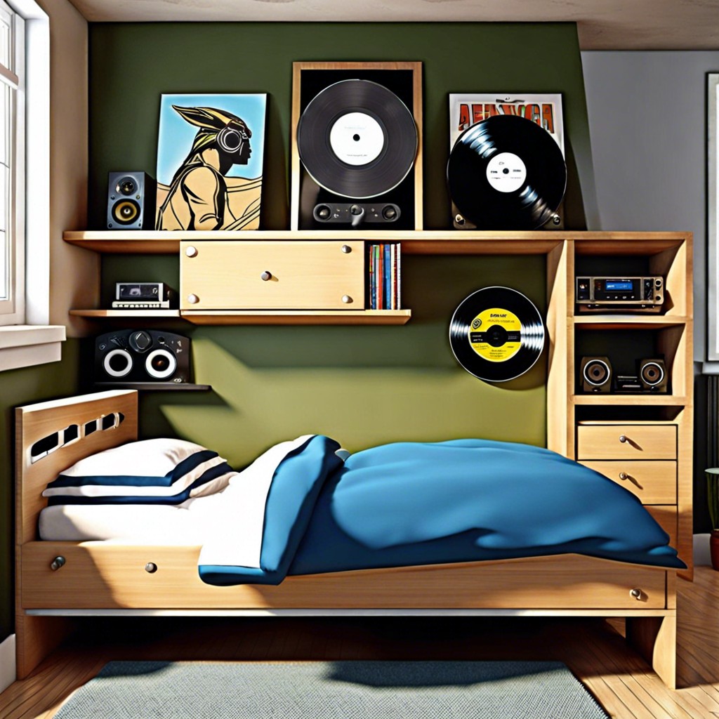 music inspired theme with record displays