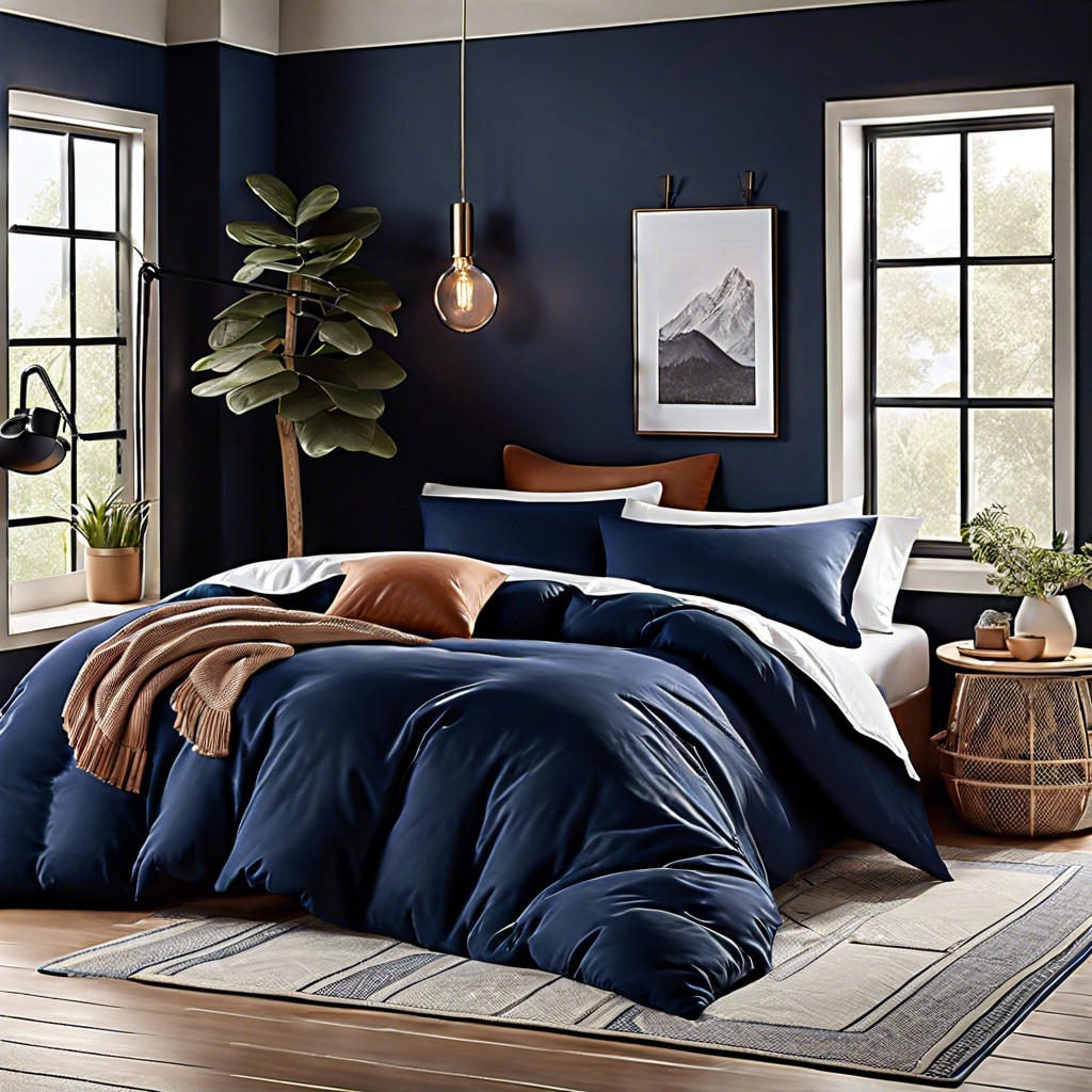 navy blue bedding