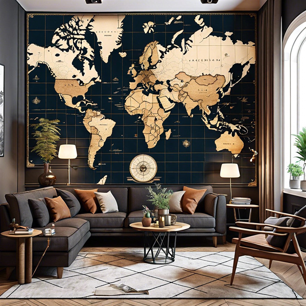old world map on wall
