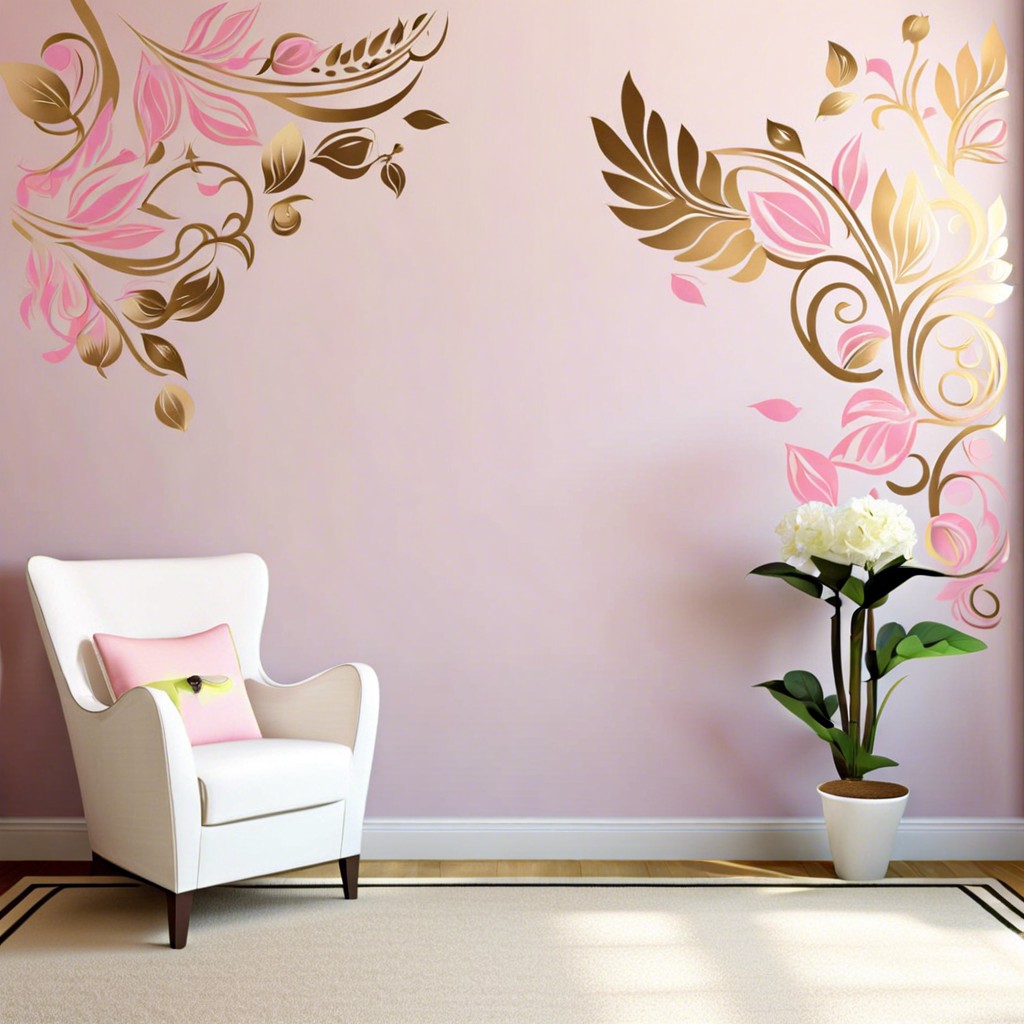 pink and gold wall decals