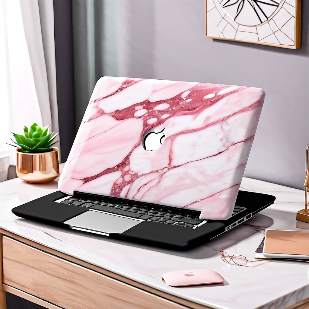 pink marble laptop cover