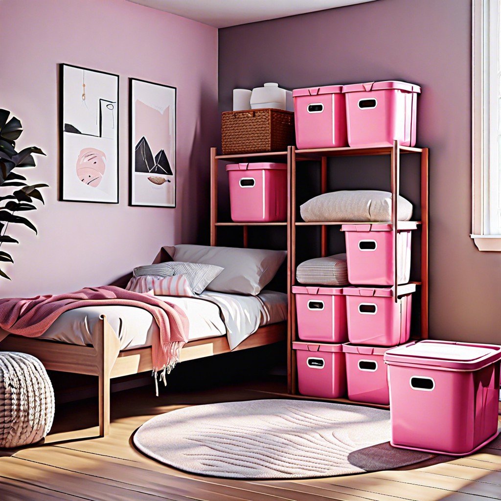 pink storage bins