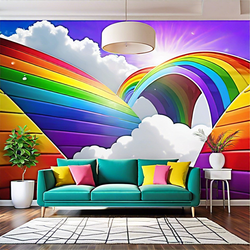 rainbow wall mural