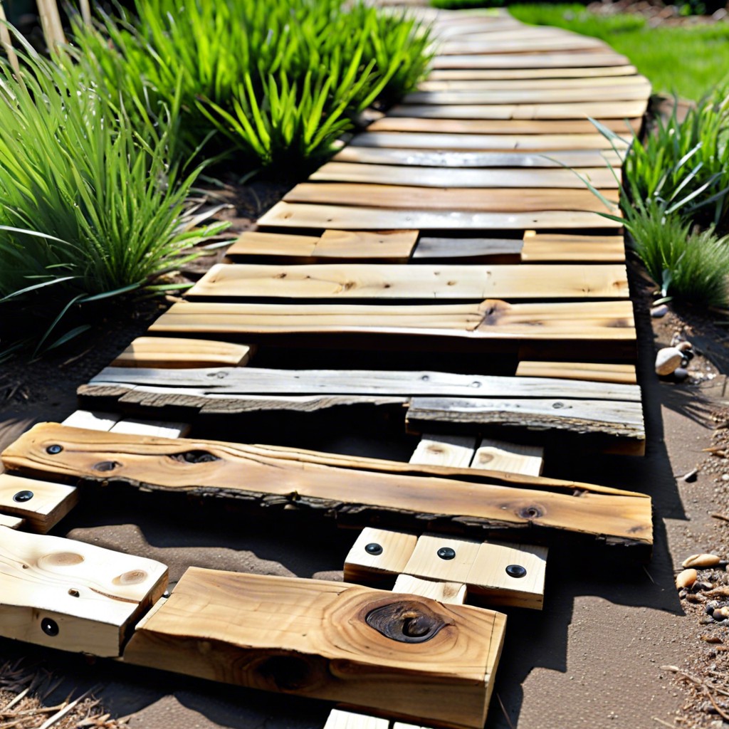 recycled pallet wood path