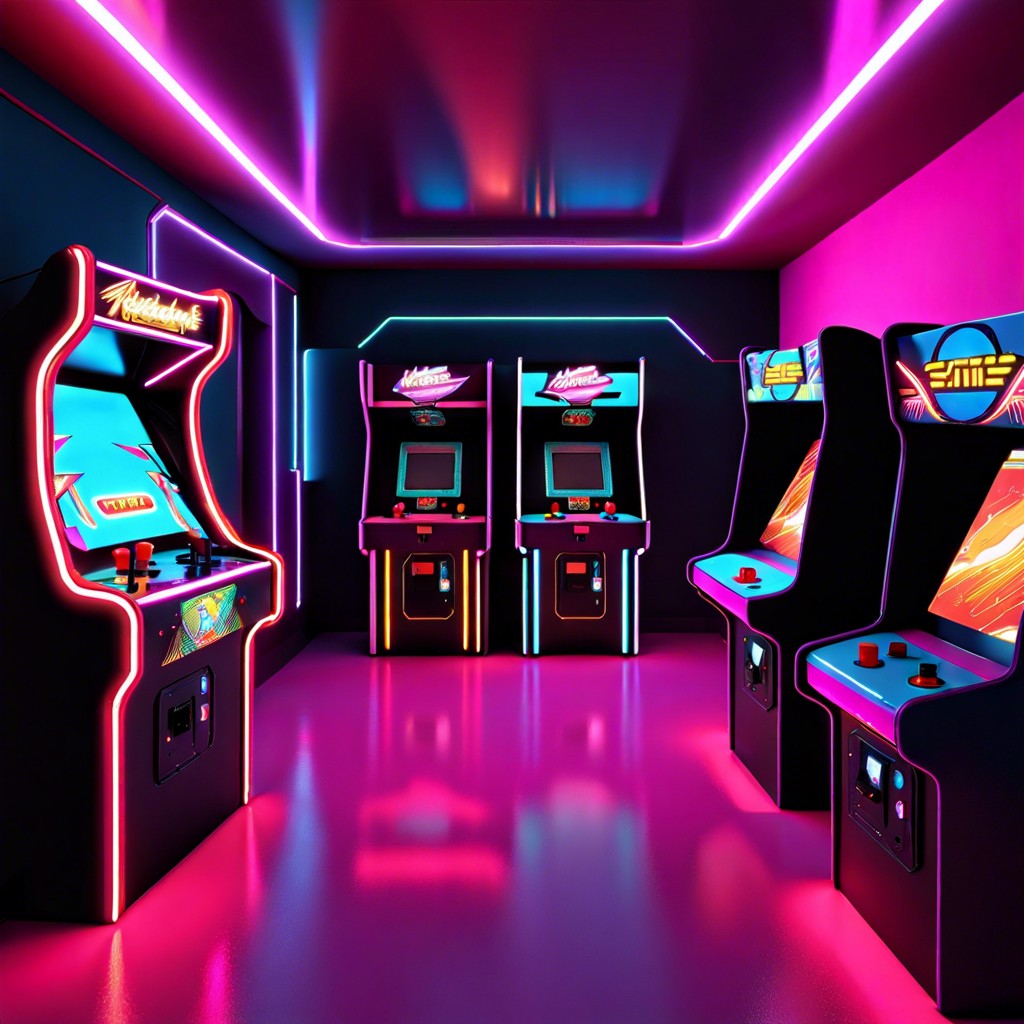 retro 80s arcade room