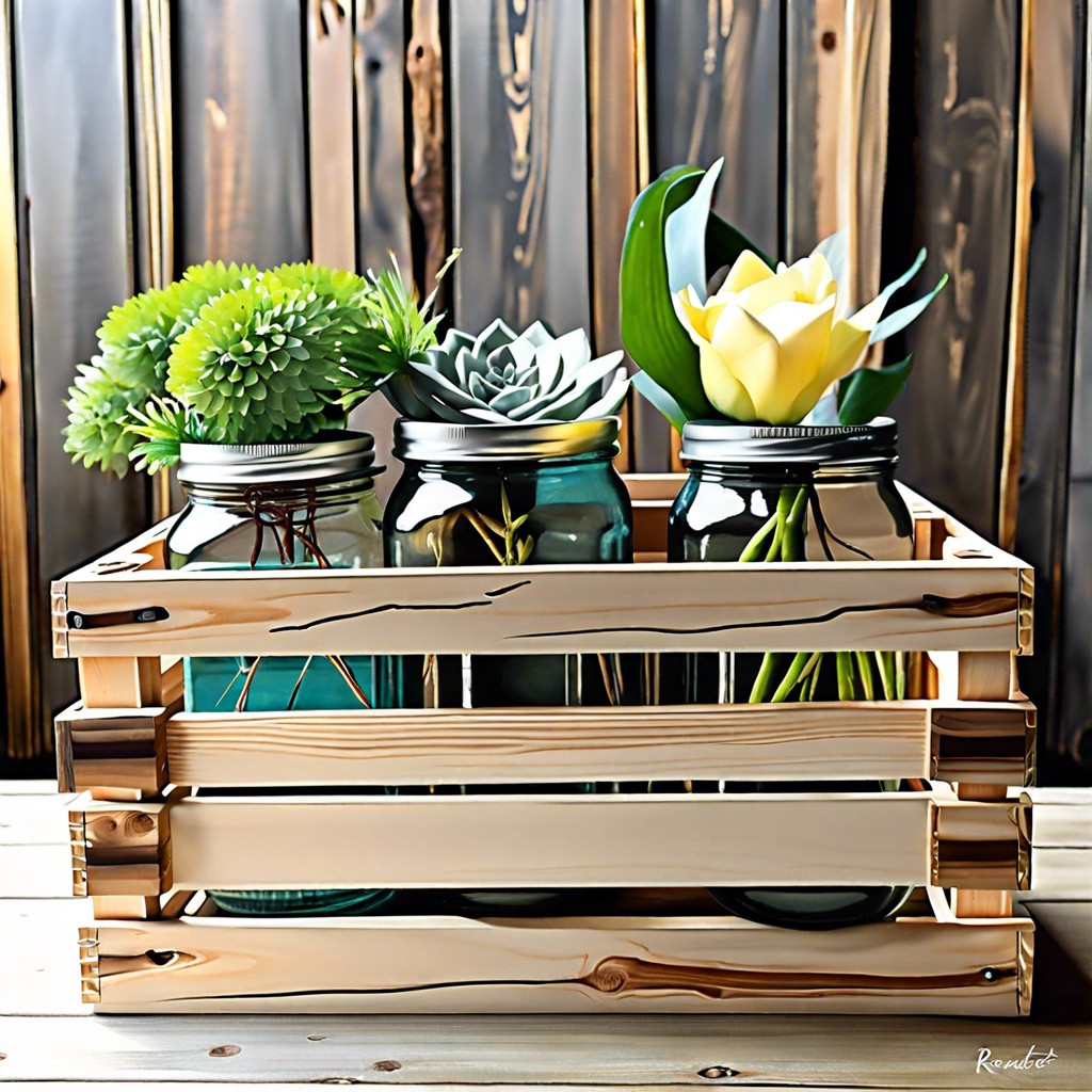 rustic crates with glass top