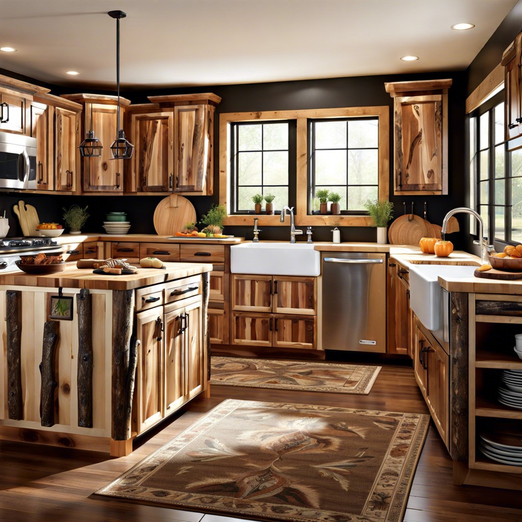 rustic hickory cabinets and butcher block countertops