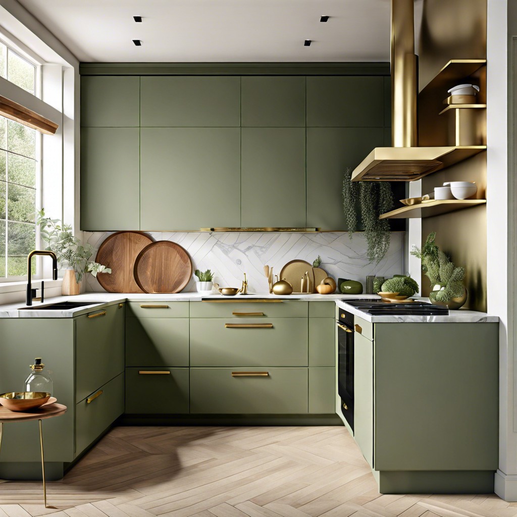 sage green and brass