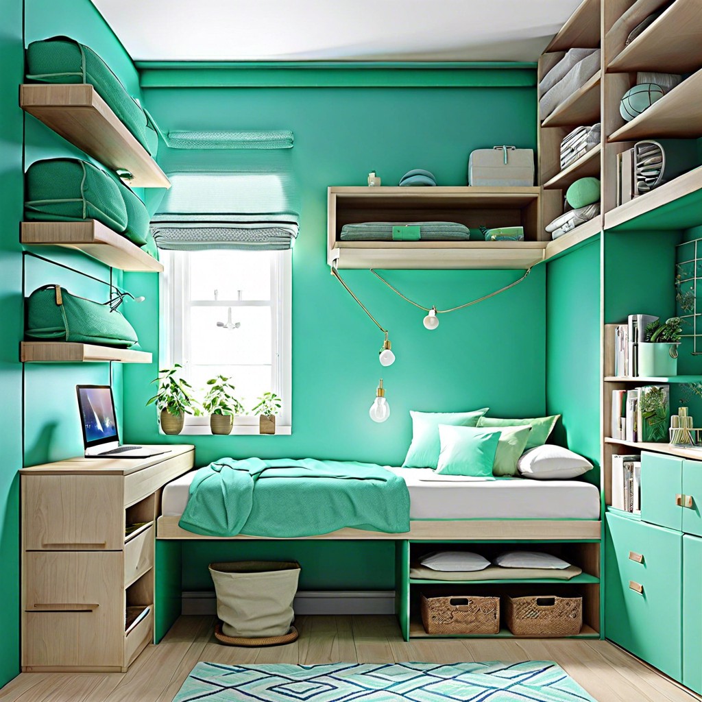 sea foam green shelving