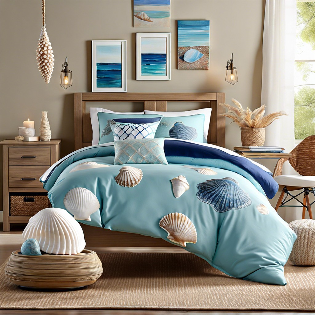 seashell decor with blue accents