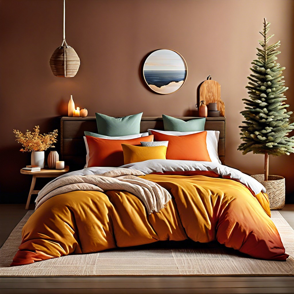swap out bedding for seasonal colors