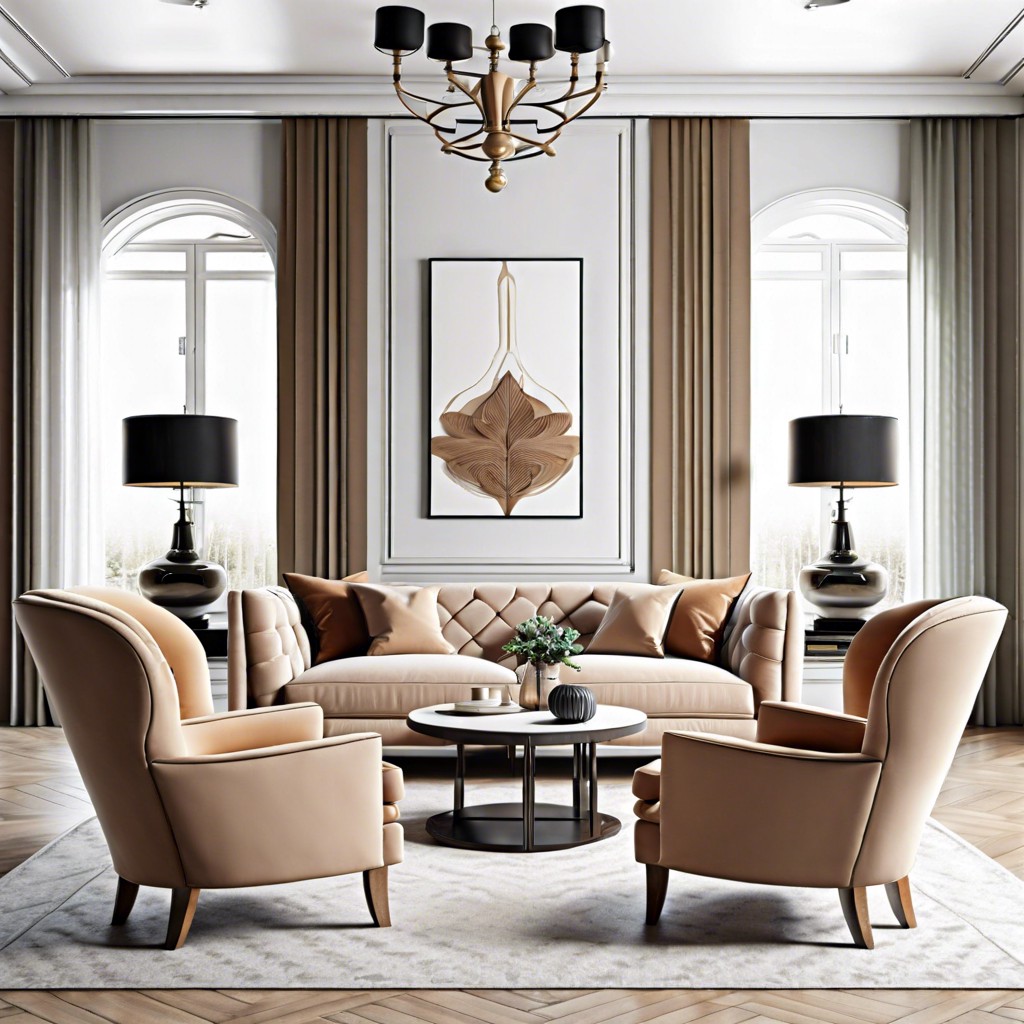 symmetrical layout with matching armchairs