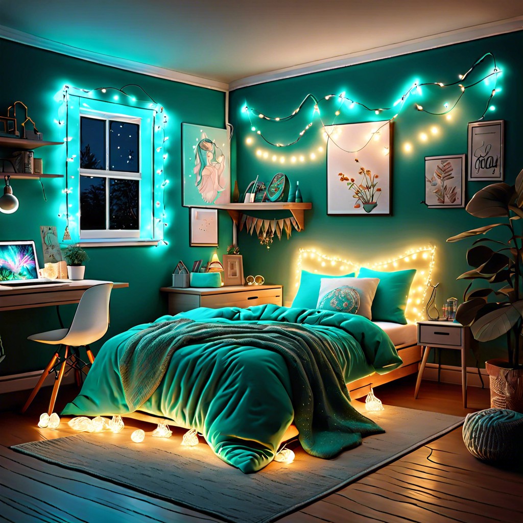 turquoise fairy lights