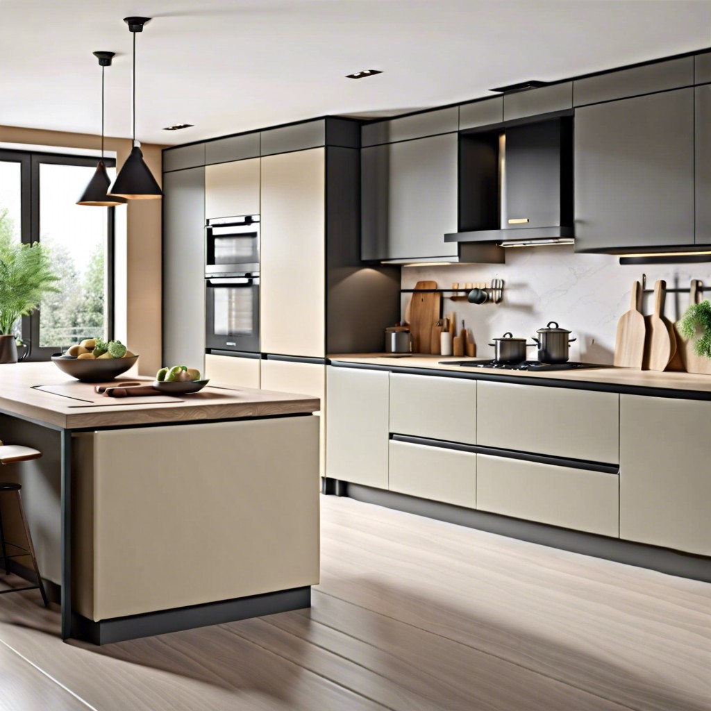 two tone cabinetry grey and beige