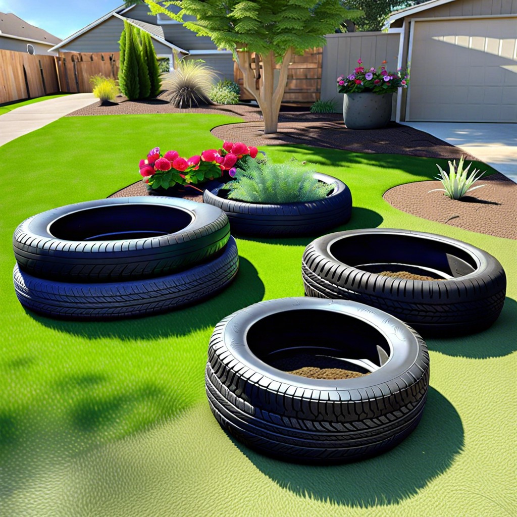 upcycled tire planters