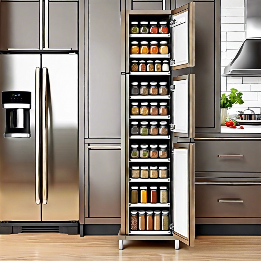 vertical spice racks on the sides