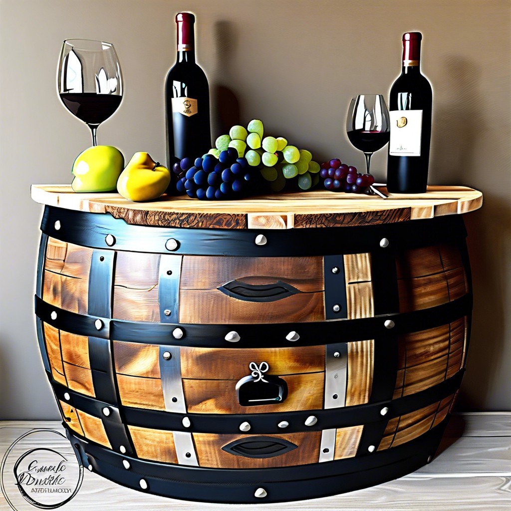 wine barrel base with a plank top
