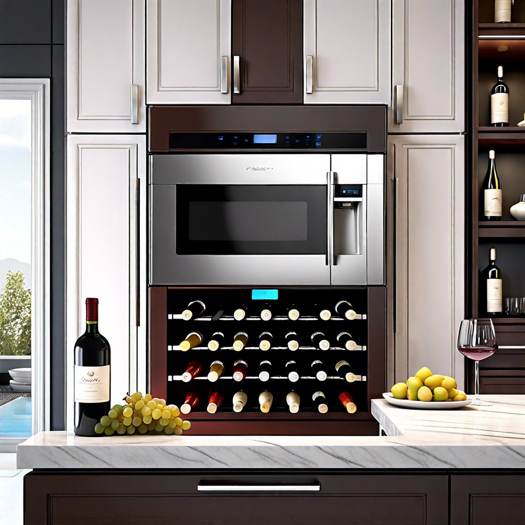 wine rack integration above the fridge