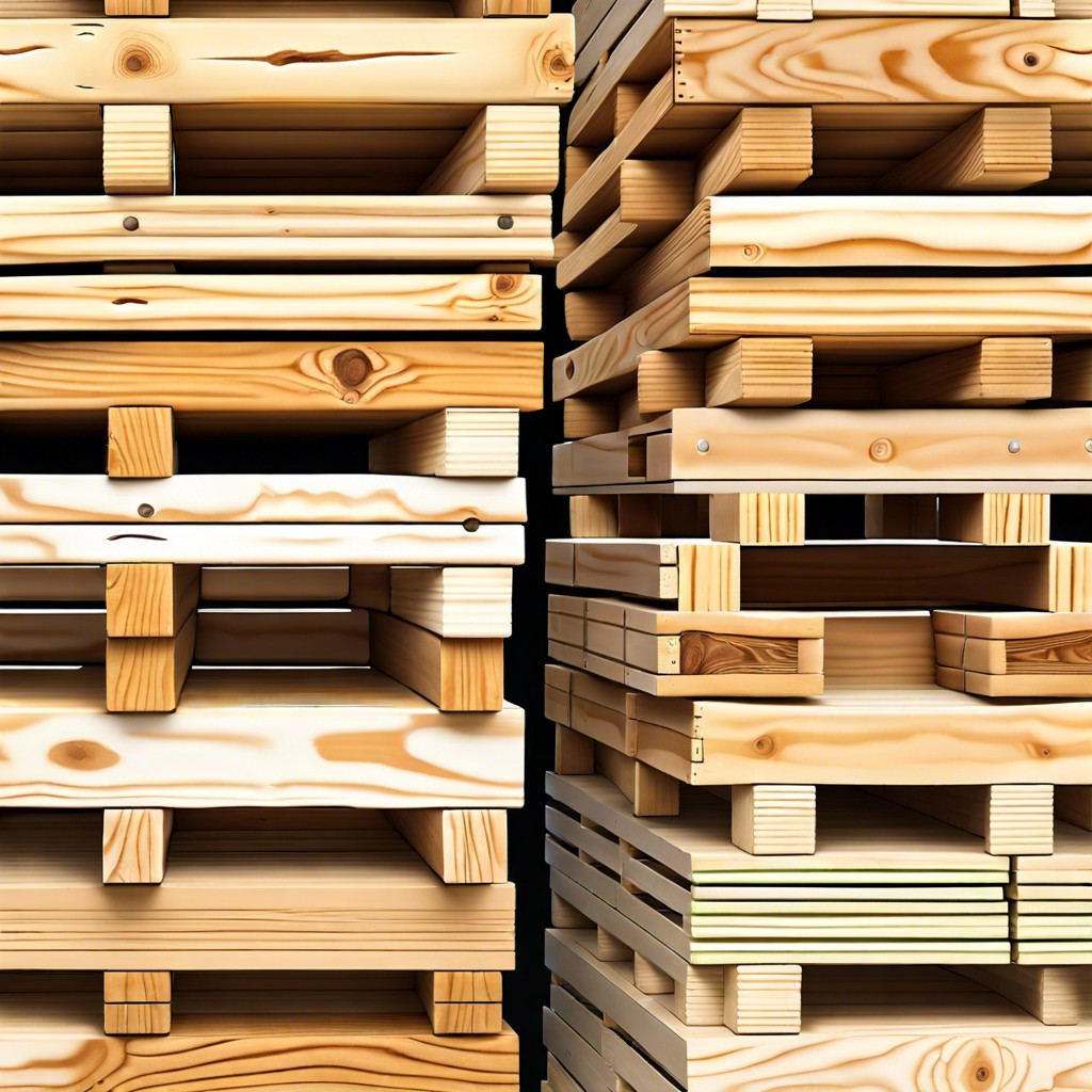 wooden pallets stacked and sanded