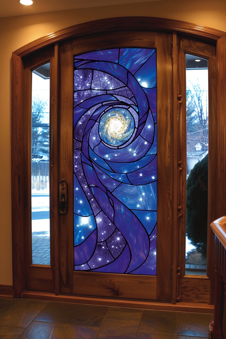 front door celestial purple glass