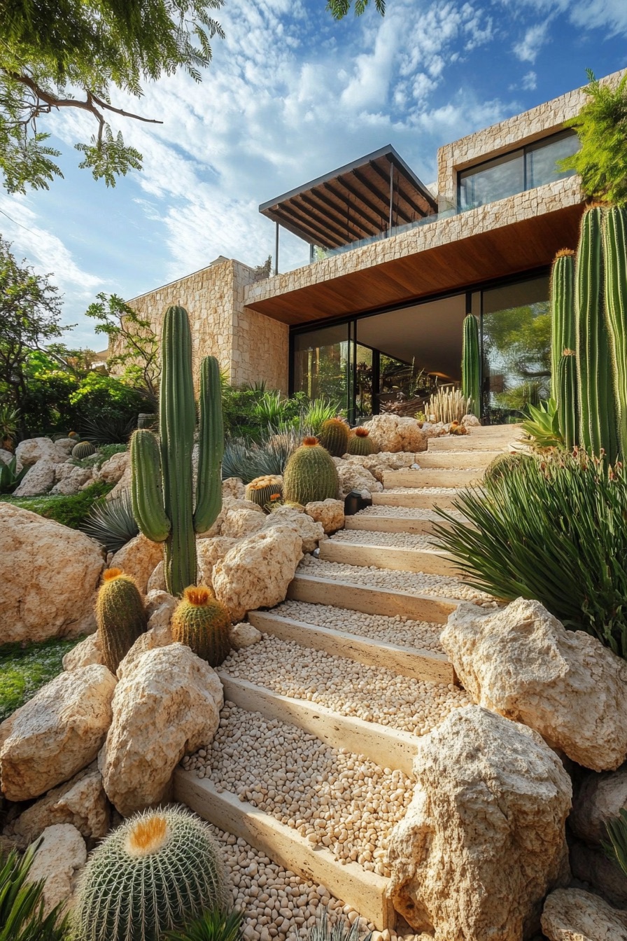 mediterranean house garden rocks and cacti 2