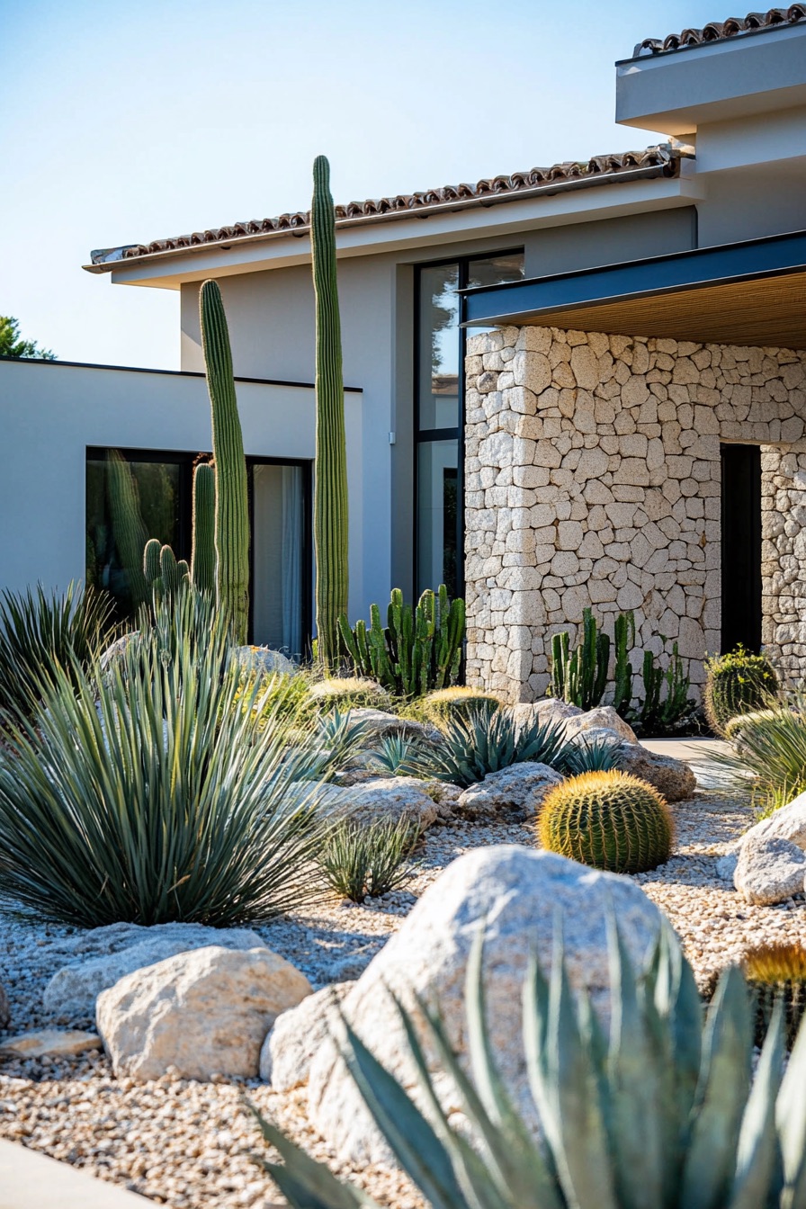 mediterranean house garden rocks and cacti 3