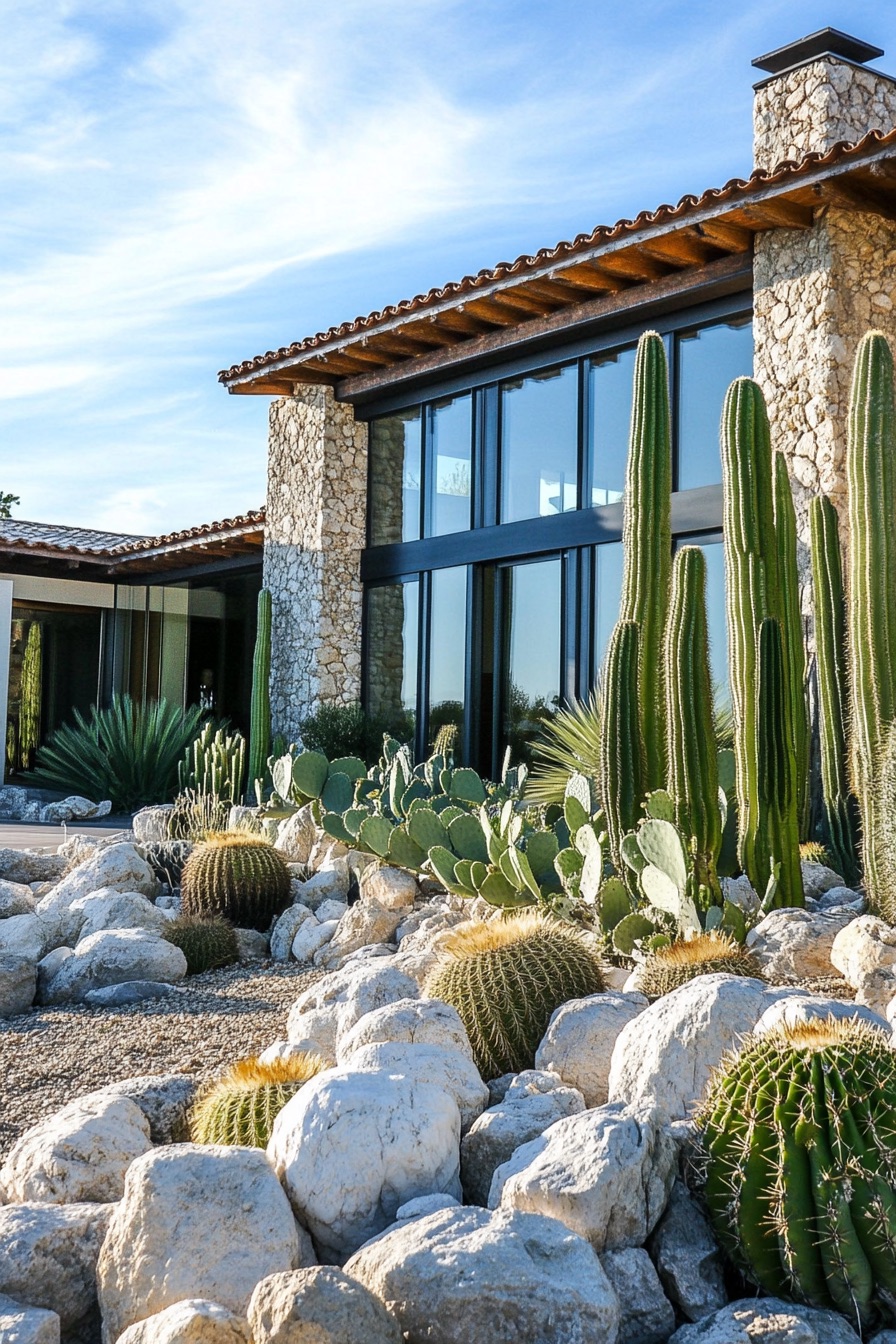 mediterranean house garden rocks and cacti 4