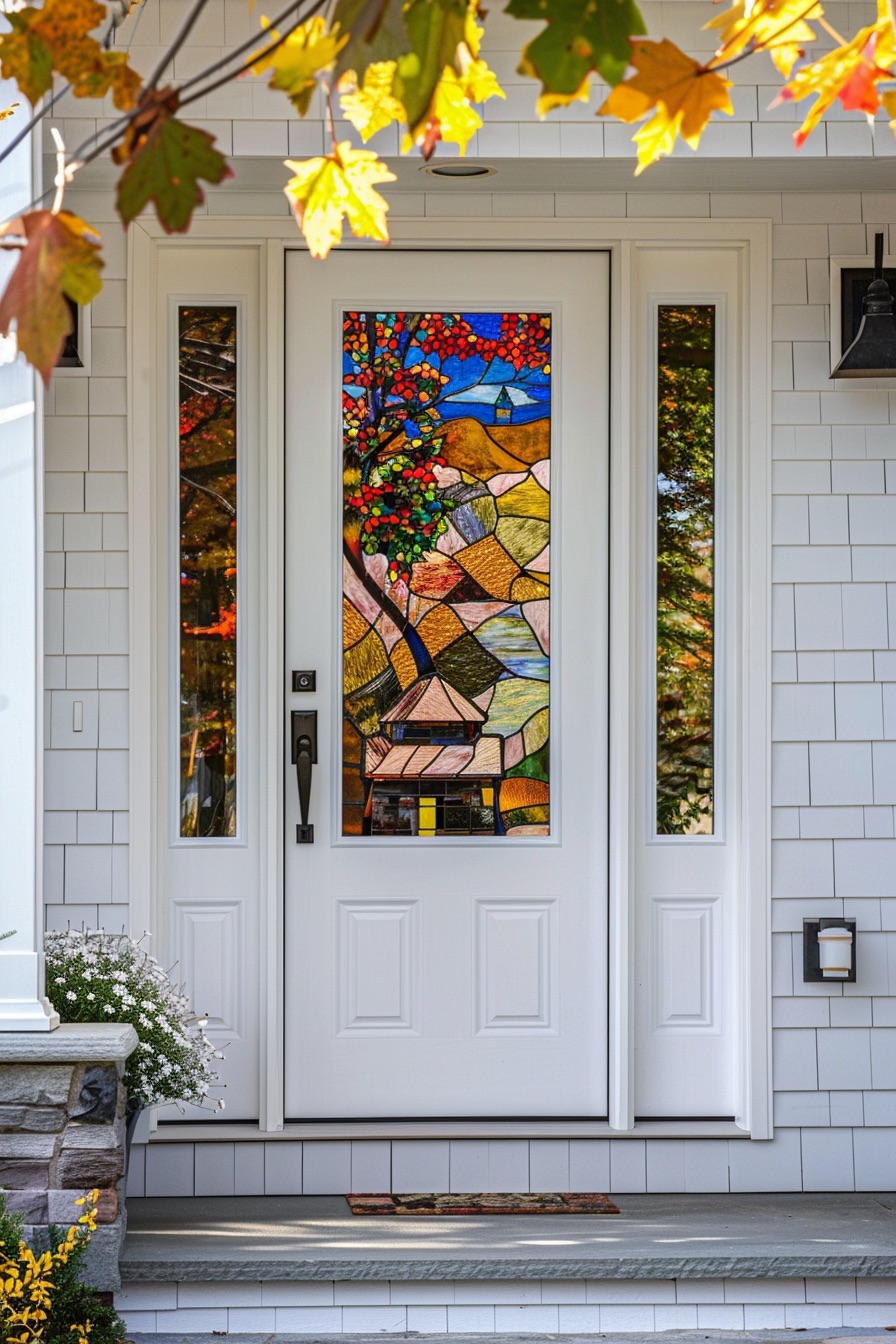 abstract alpine house mosaic front door decor