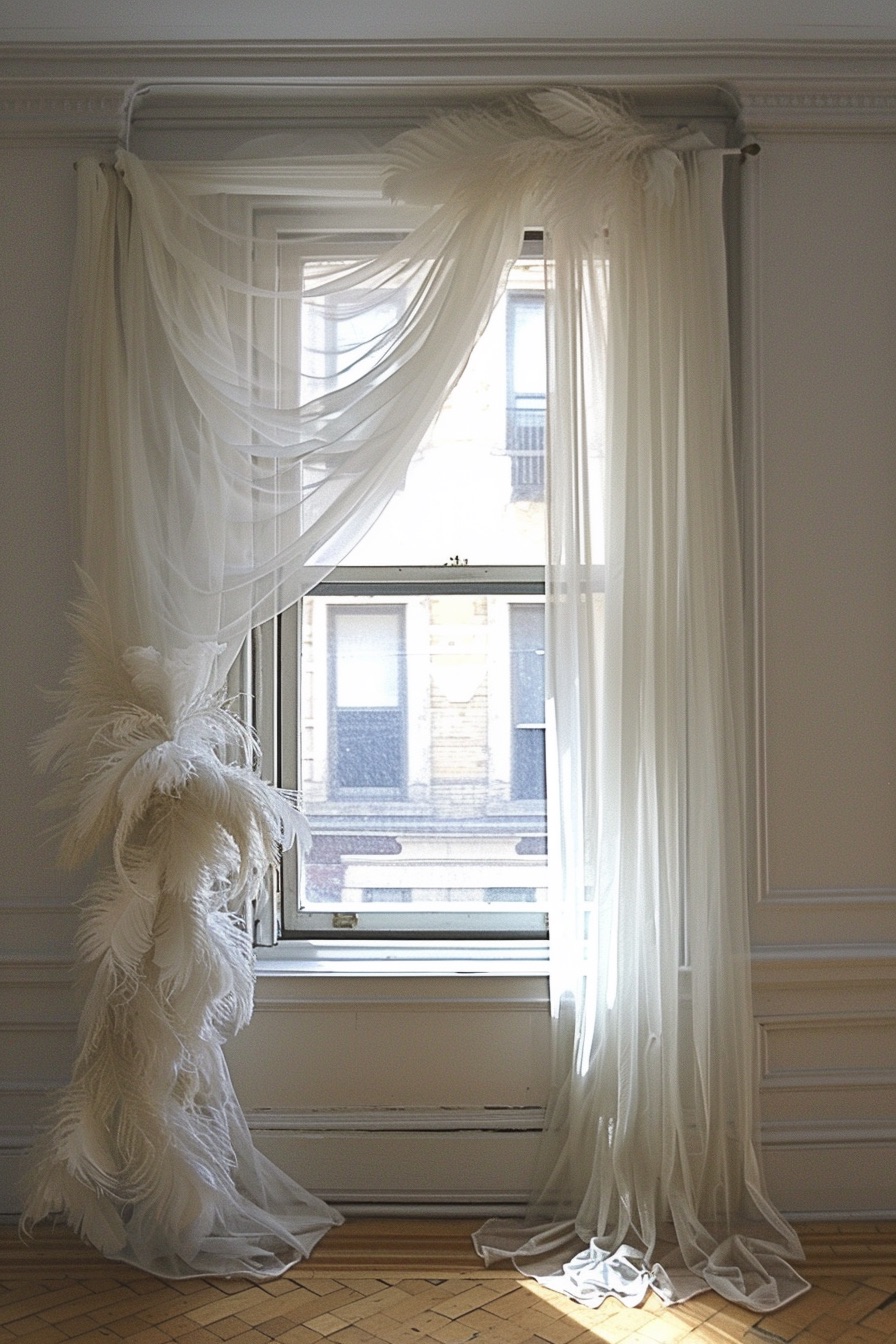 feathered curtains