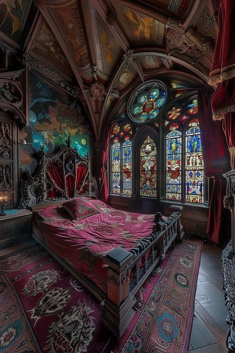 neo gothic bedroom mosaics