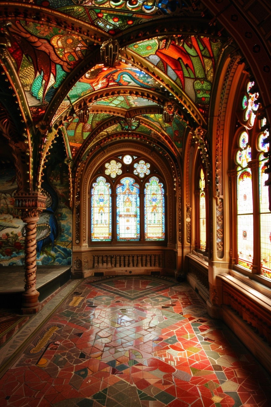 neogothic dragon mosaic hall