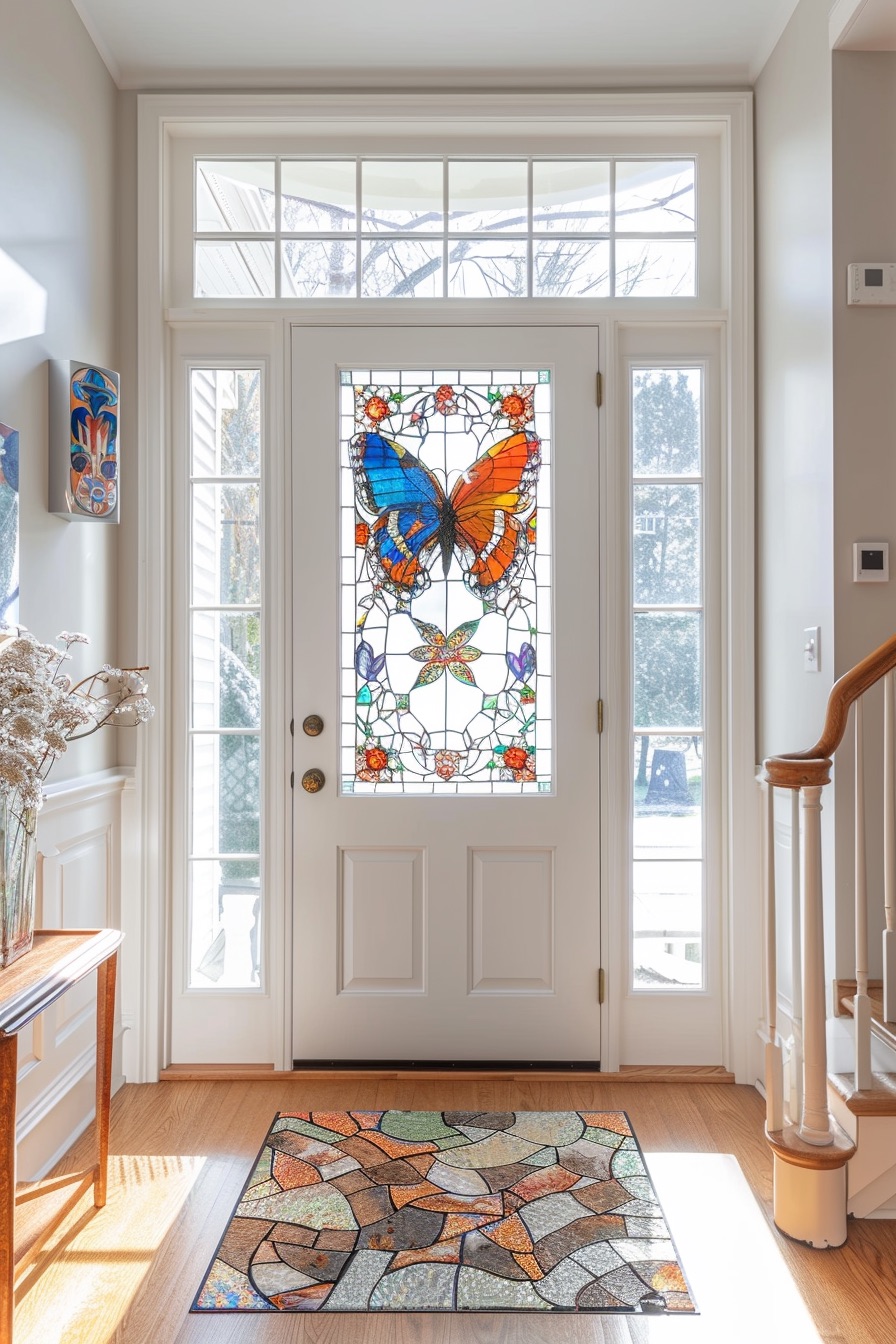 butterfly front door stained glass