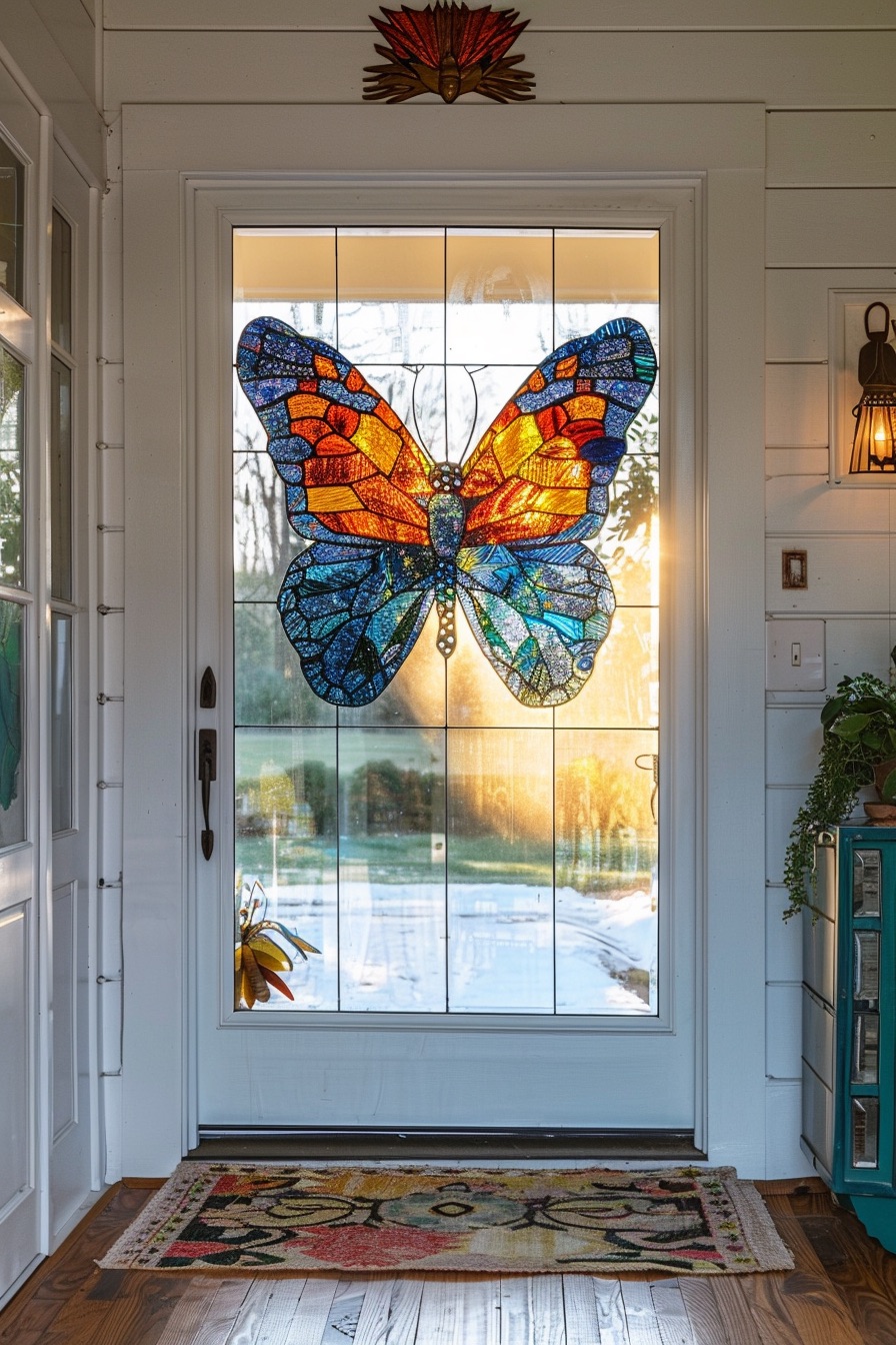 large butterfly stained glass mosaic