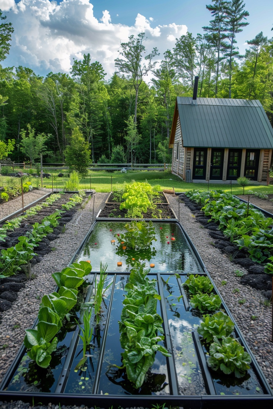 farmhouse garden layout aquaponic bed array