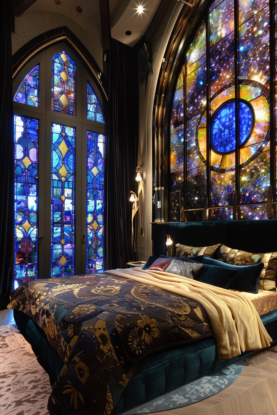 luxury bedroom galaxy mosaic