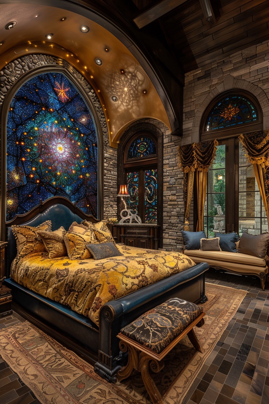 luxury bedroom galaxy star mosaic