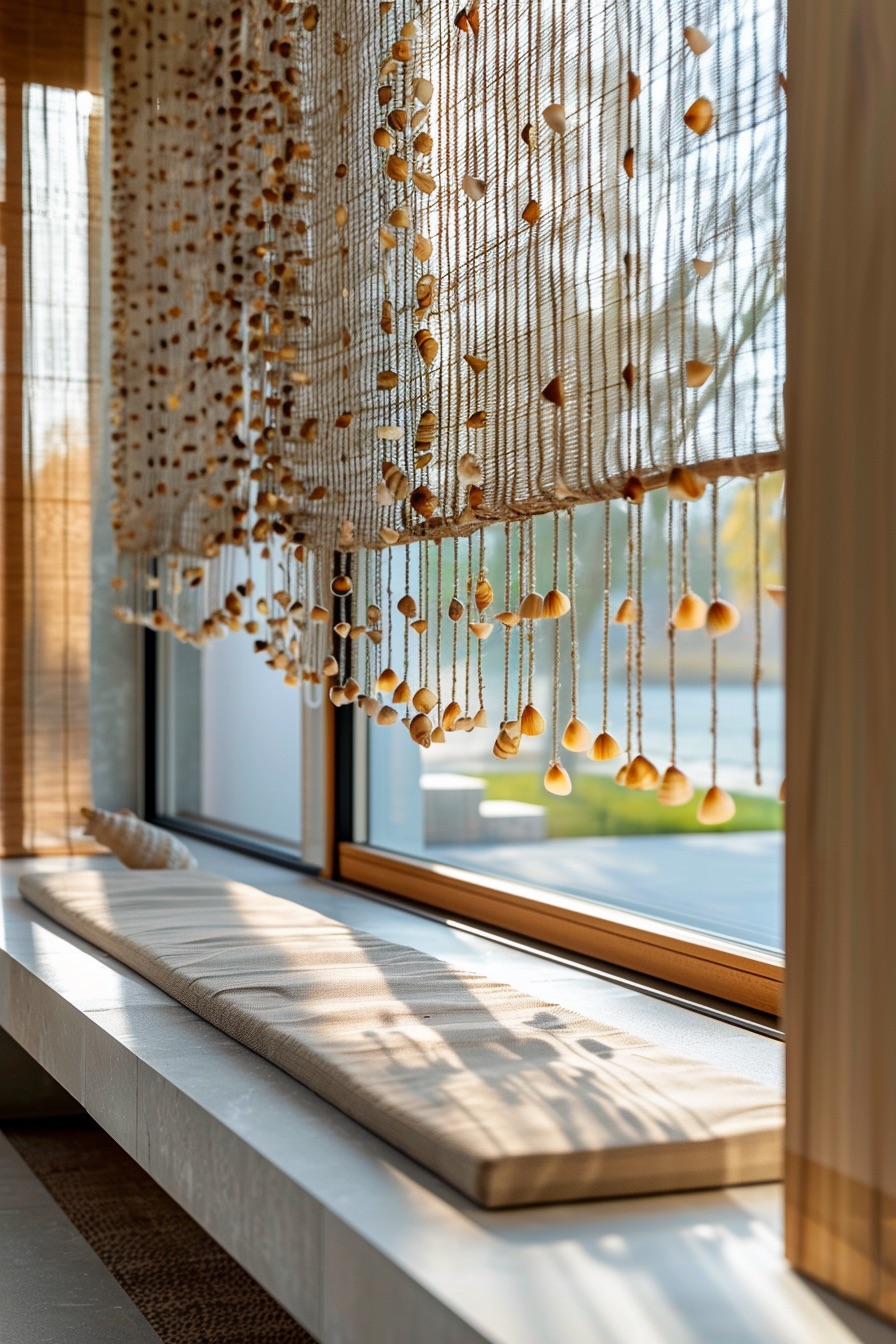 beaded curtains with seashells