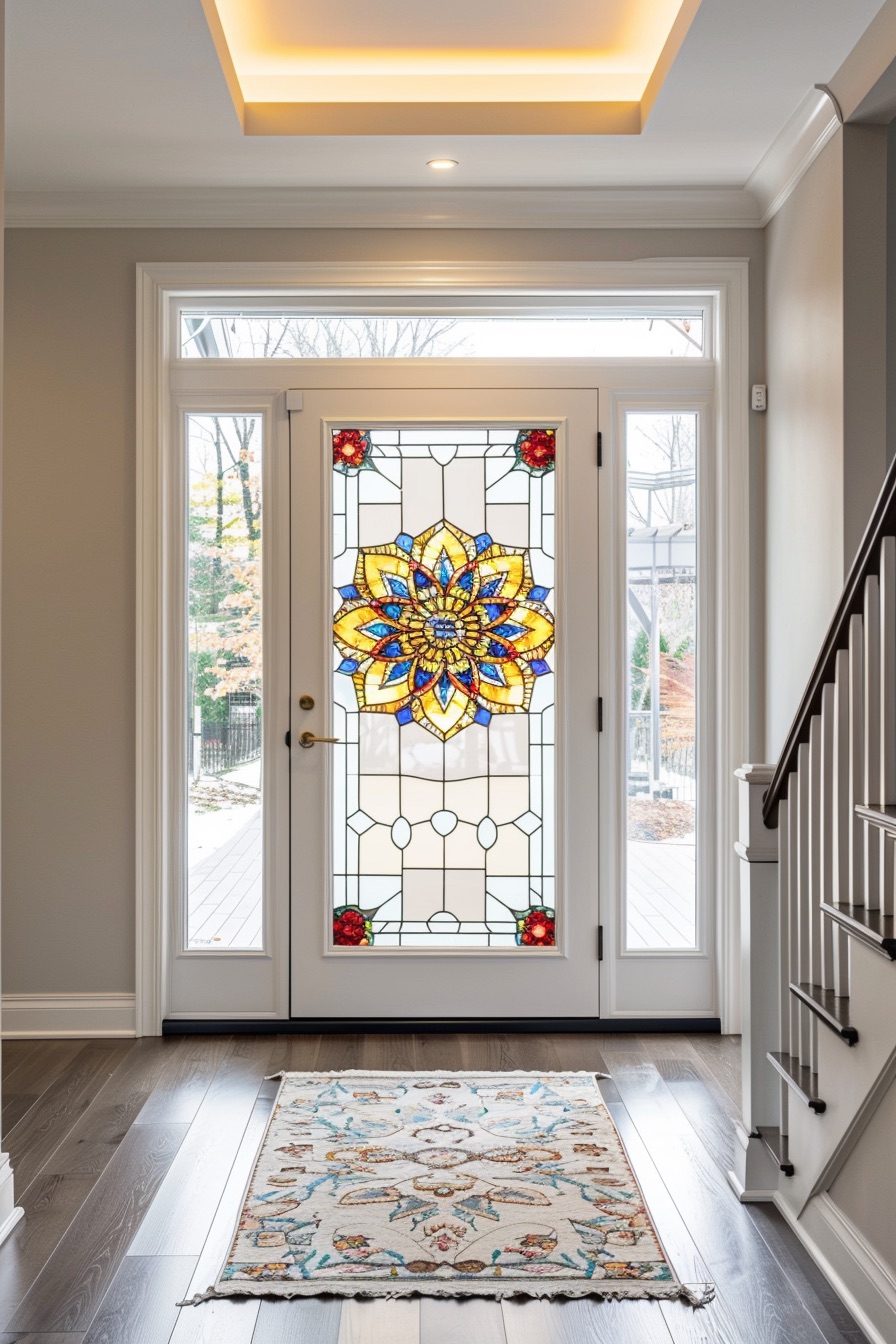 front door mandala glass