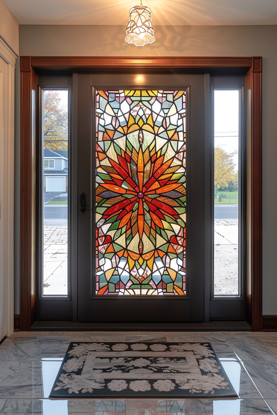 front door mandala stained mosaic