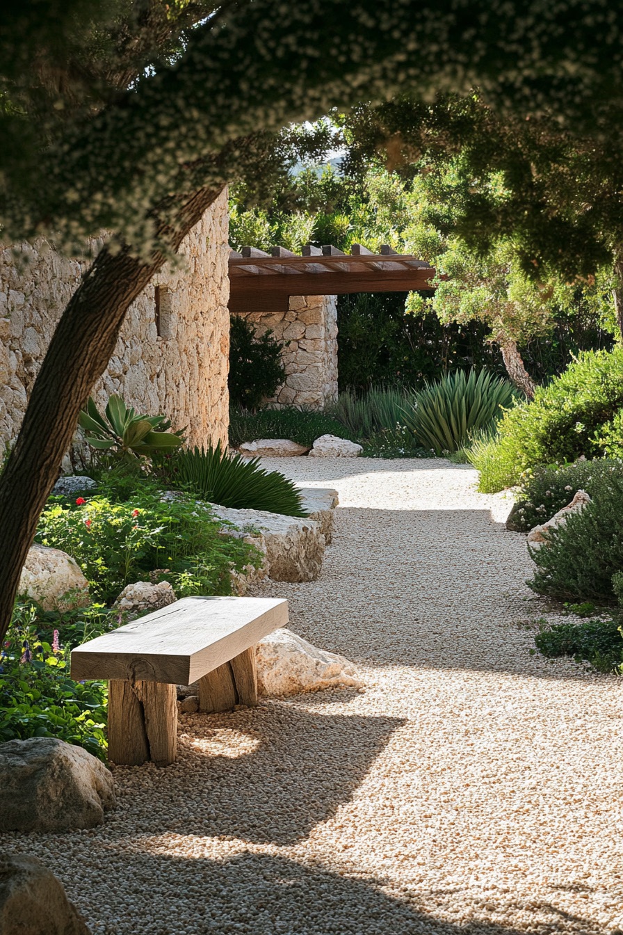 mediterranean house garden gravel path 1