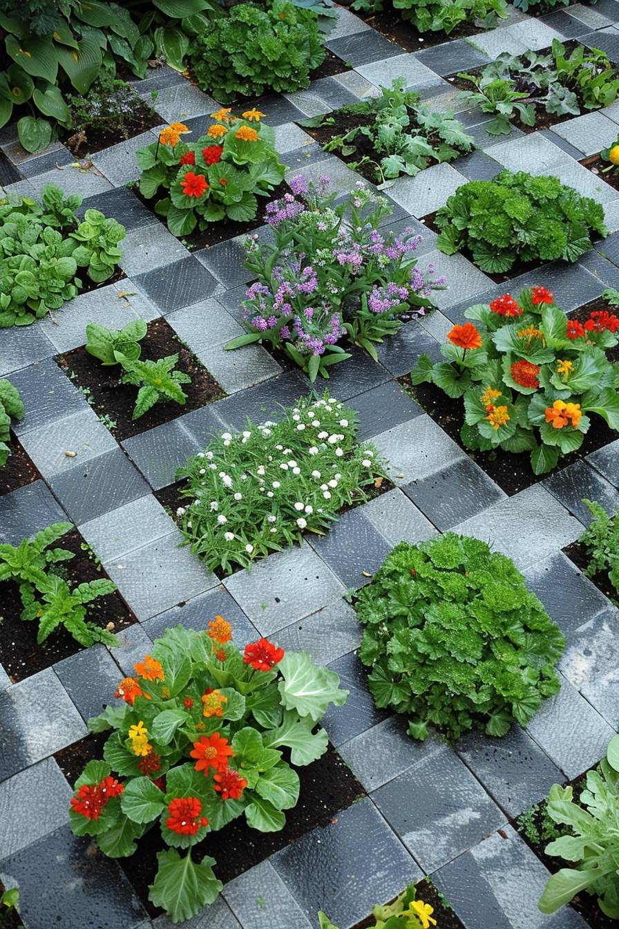 potager garden layout checkered 1