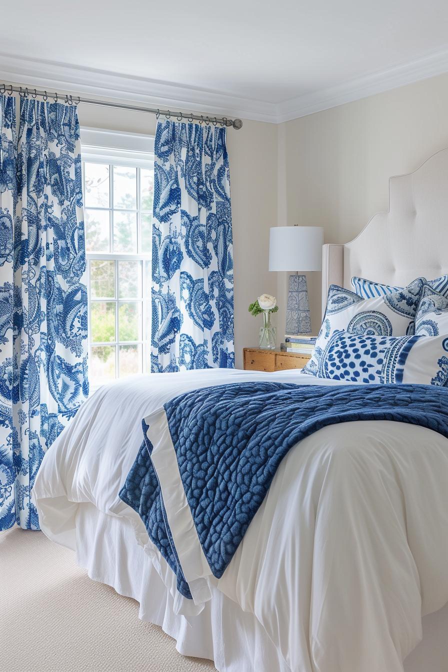 marine blue curtains