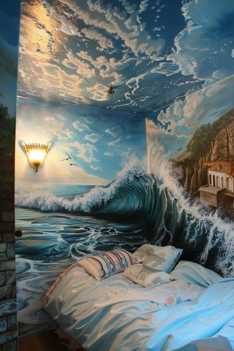 all walls and ceiling ocean mural